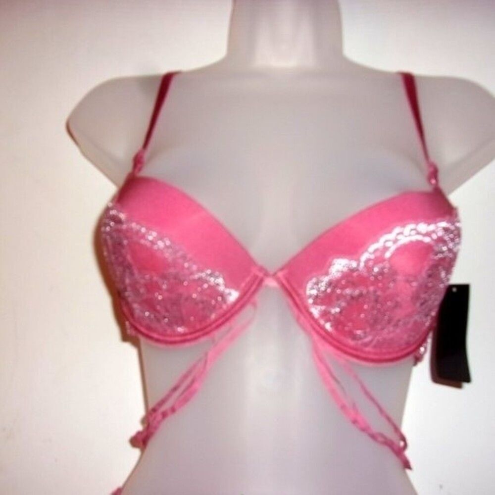 Youmita Mauvewood 34B Metallic Lace Plunge Bra Small Lace Caged Boyshorts NWT - Picture 12 of 14